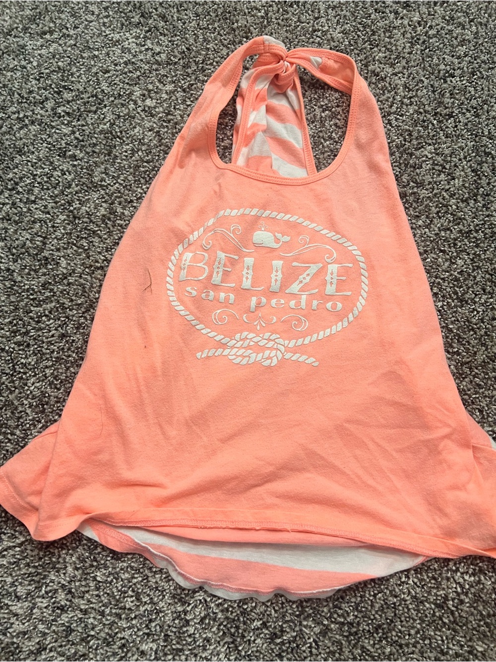 Coral Halter Tank Top with Belize San Pedro Graphic